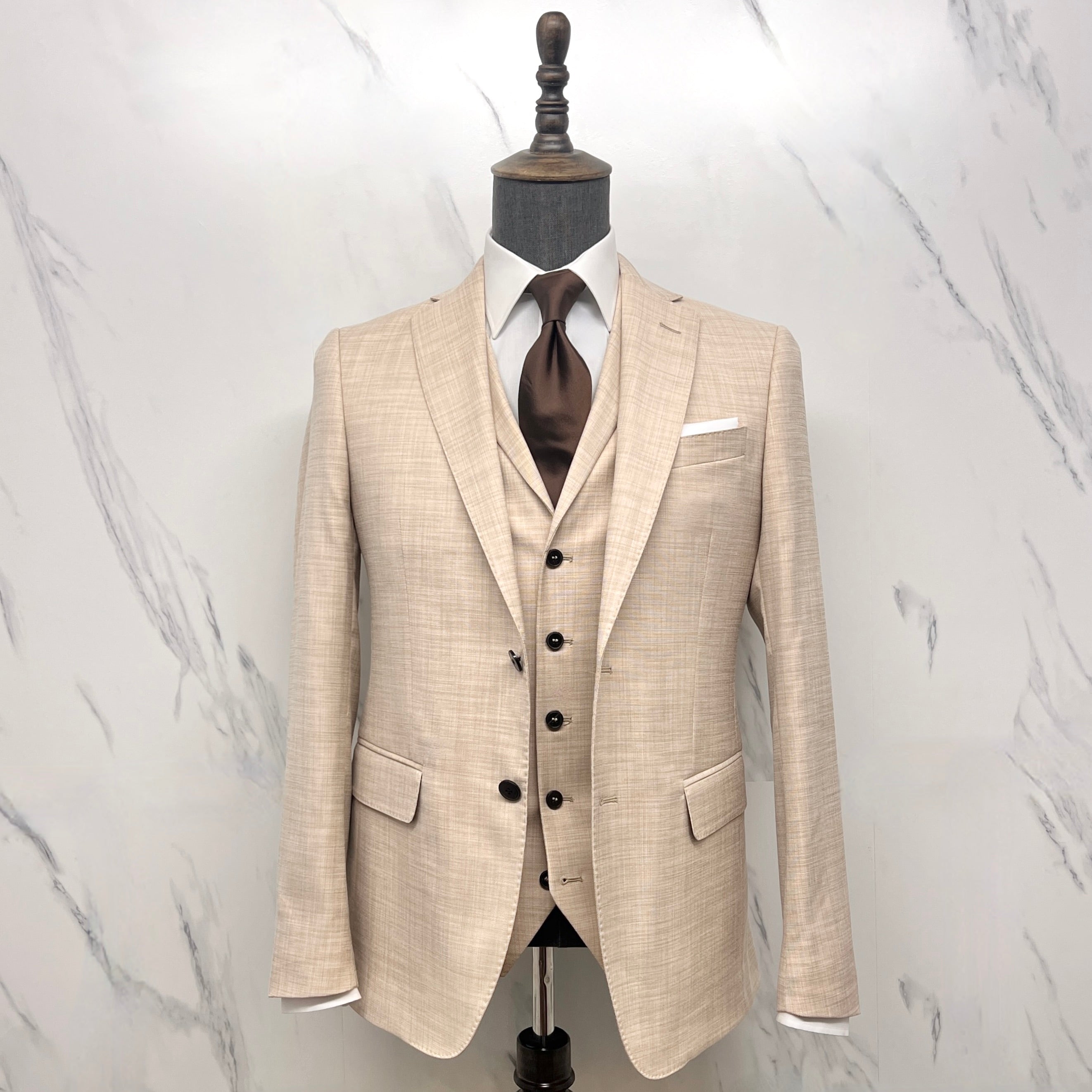 Beige Three-Piece Suit