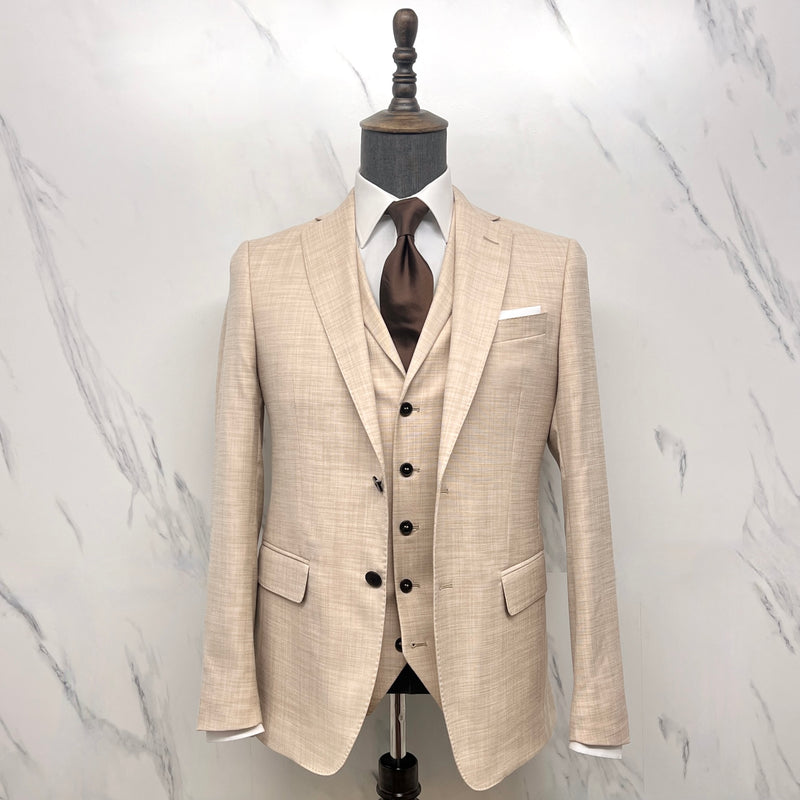 Beige Three-Piece Suit