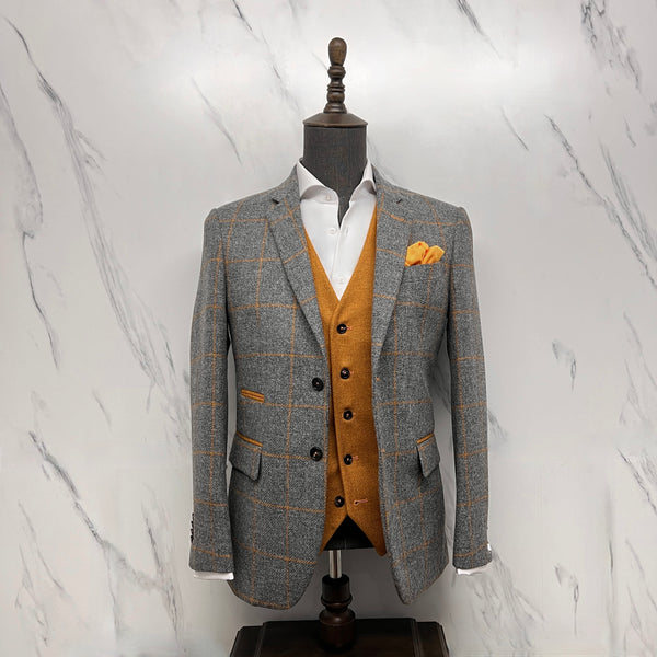 Grey And Mustard Blazer