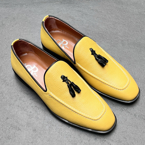 Yellow Deerskin Tassel Loafers