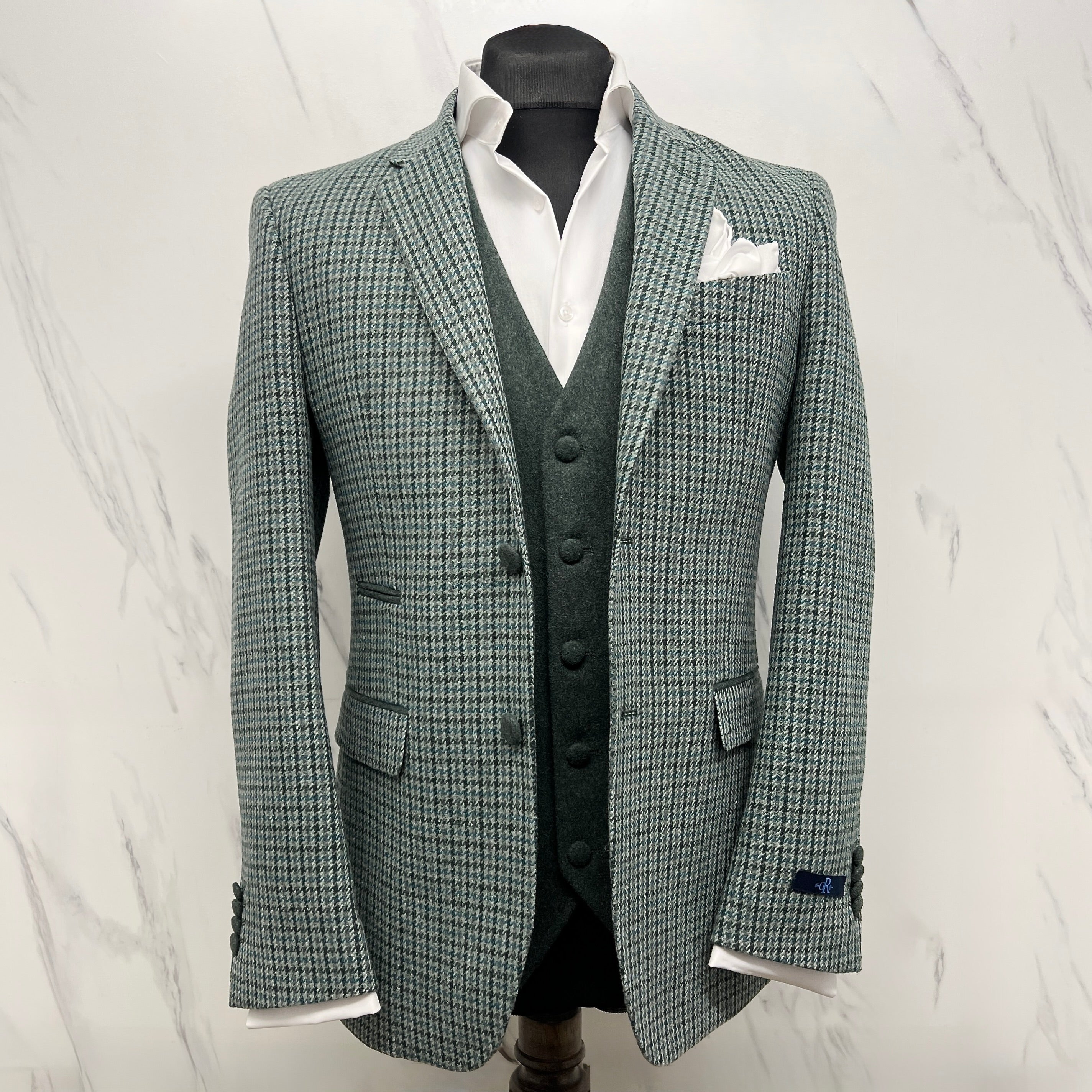 Sage Green Houndstooth Blazer
