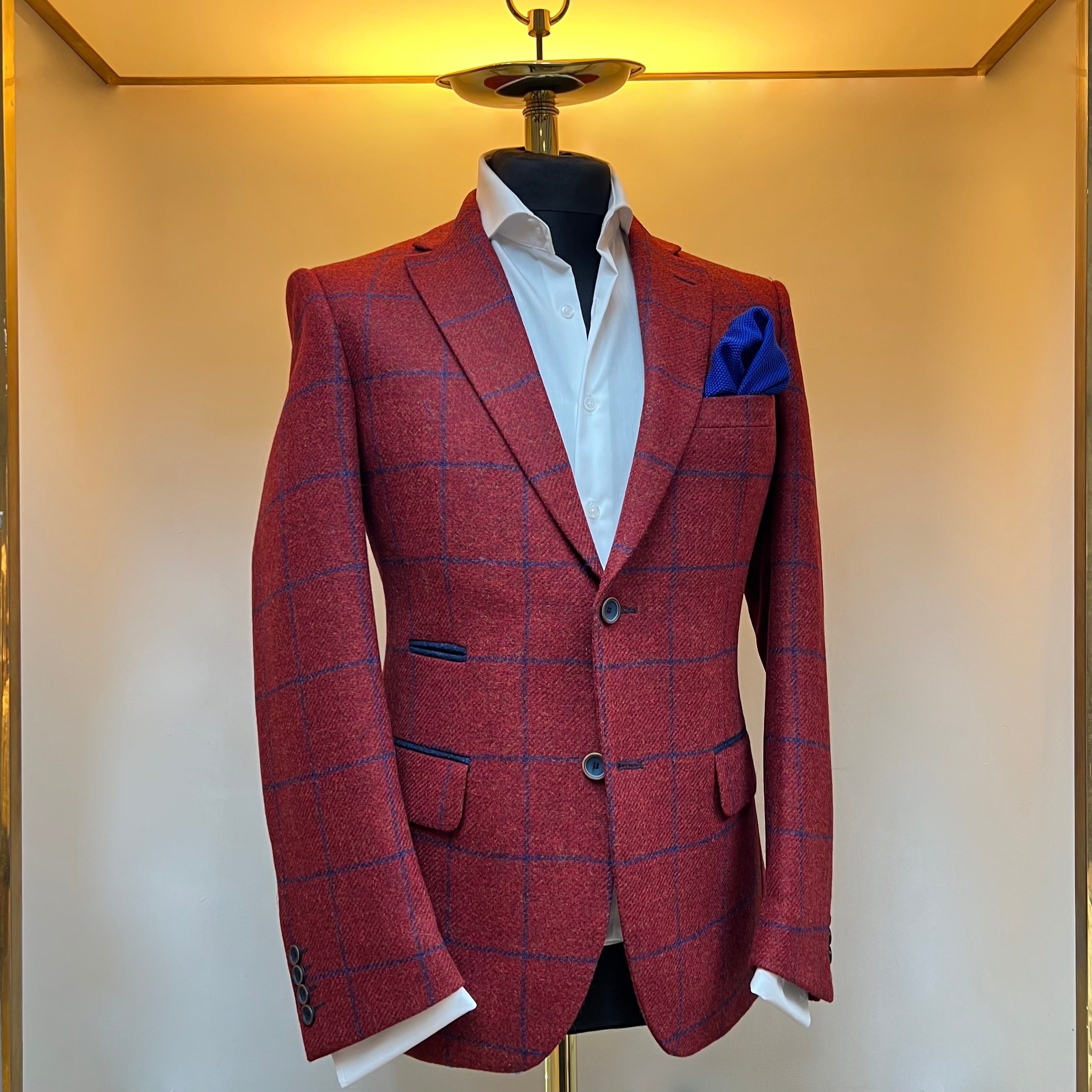 Dark Red and Blue tweed check blazer