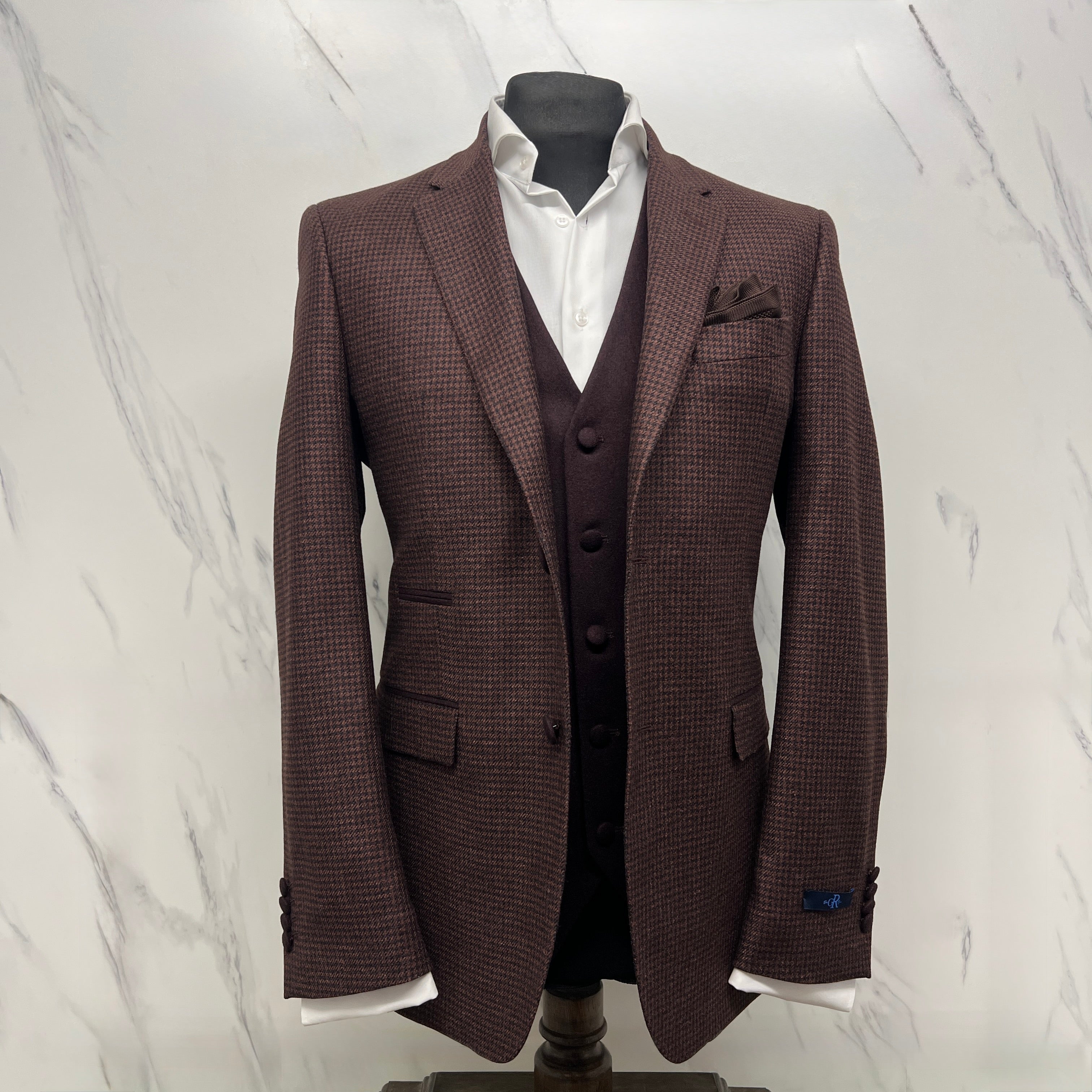 Piacenza Oxblood Houndstooth Heritage Blazer