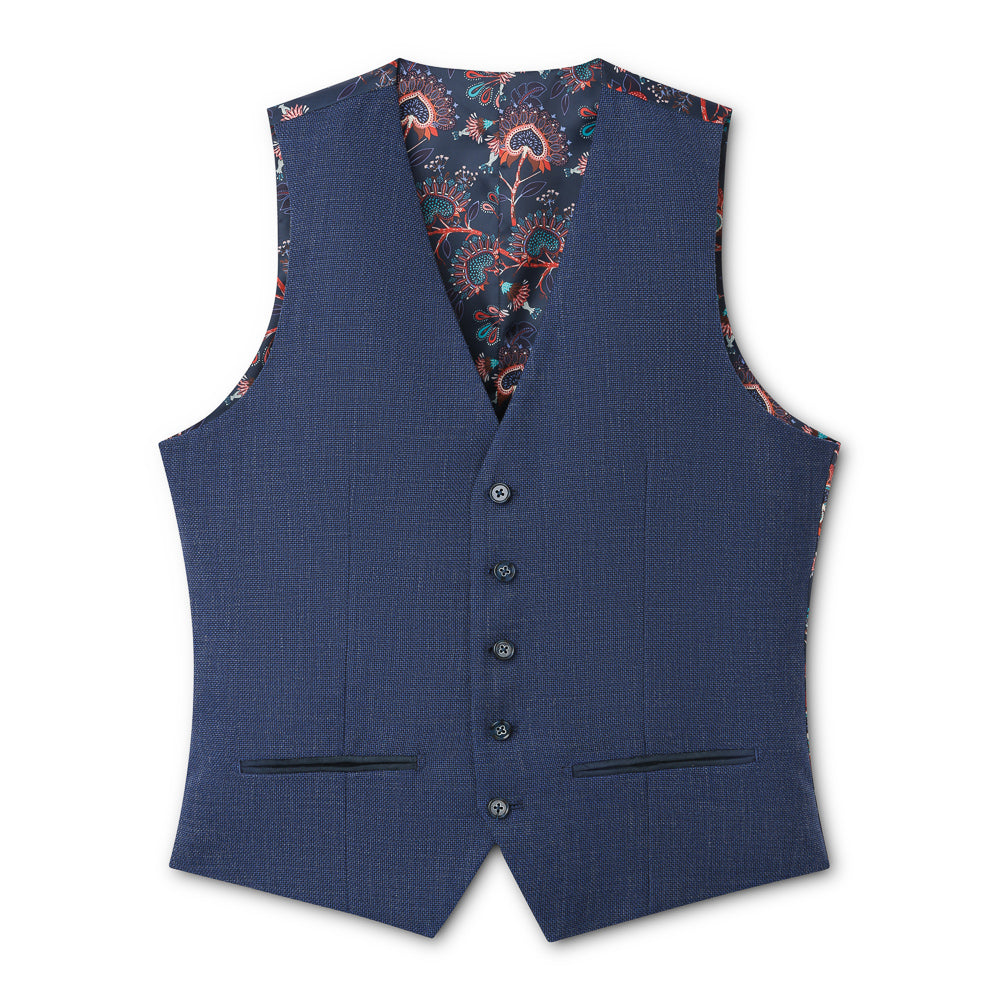 French Blue Weave Waistcoat