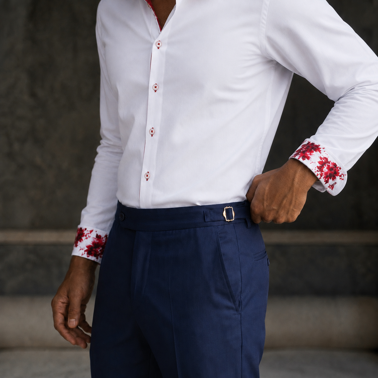 The Regent Navy Wool Blend Tailored Trousers
