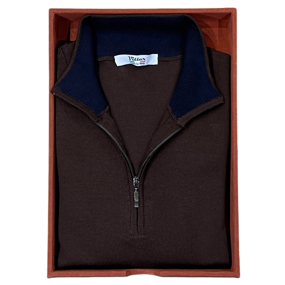 Brown Midnight Merino Wool Quarter Zip Sweater – photo 2