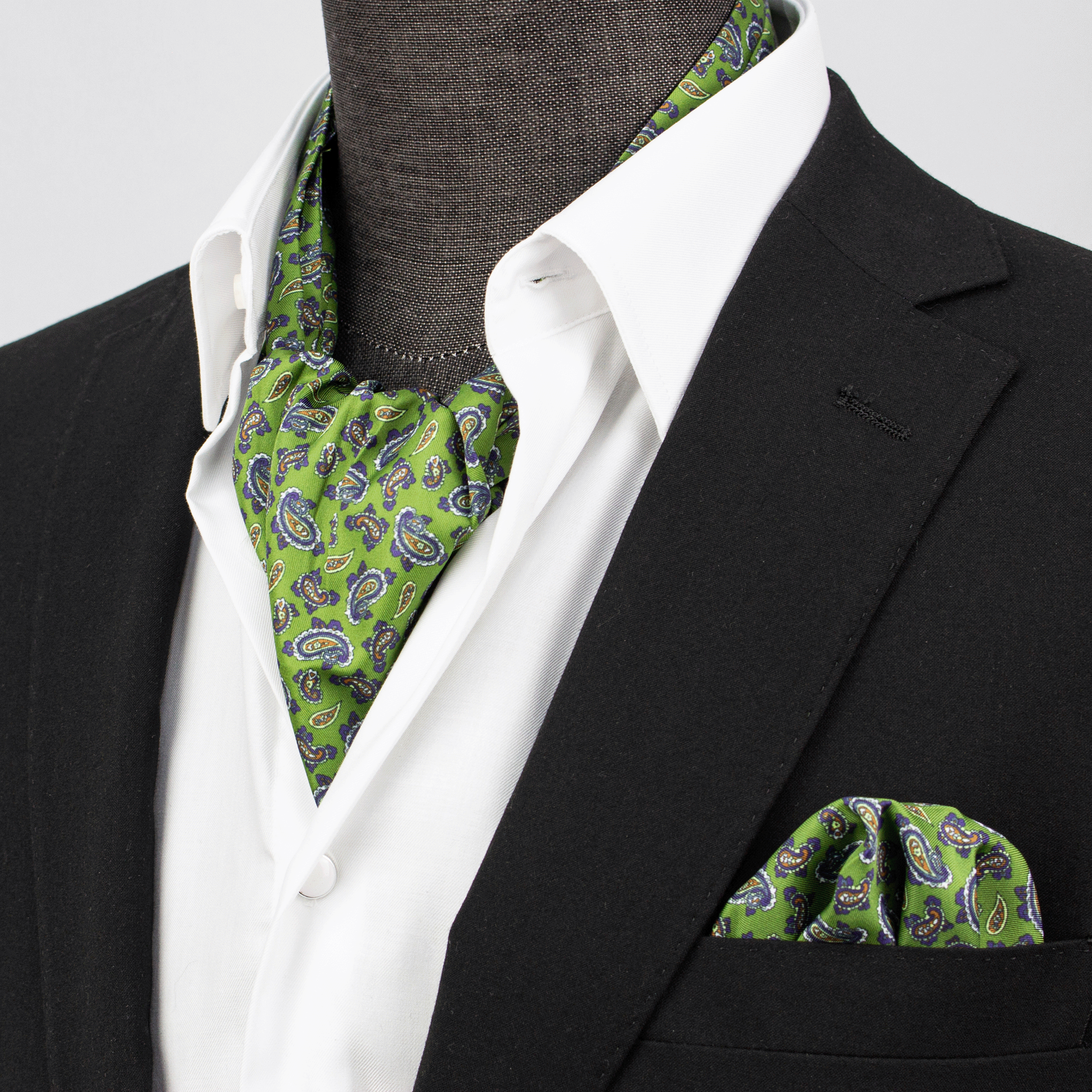 Olive Paisley Charm Silk Cravat