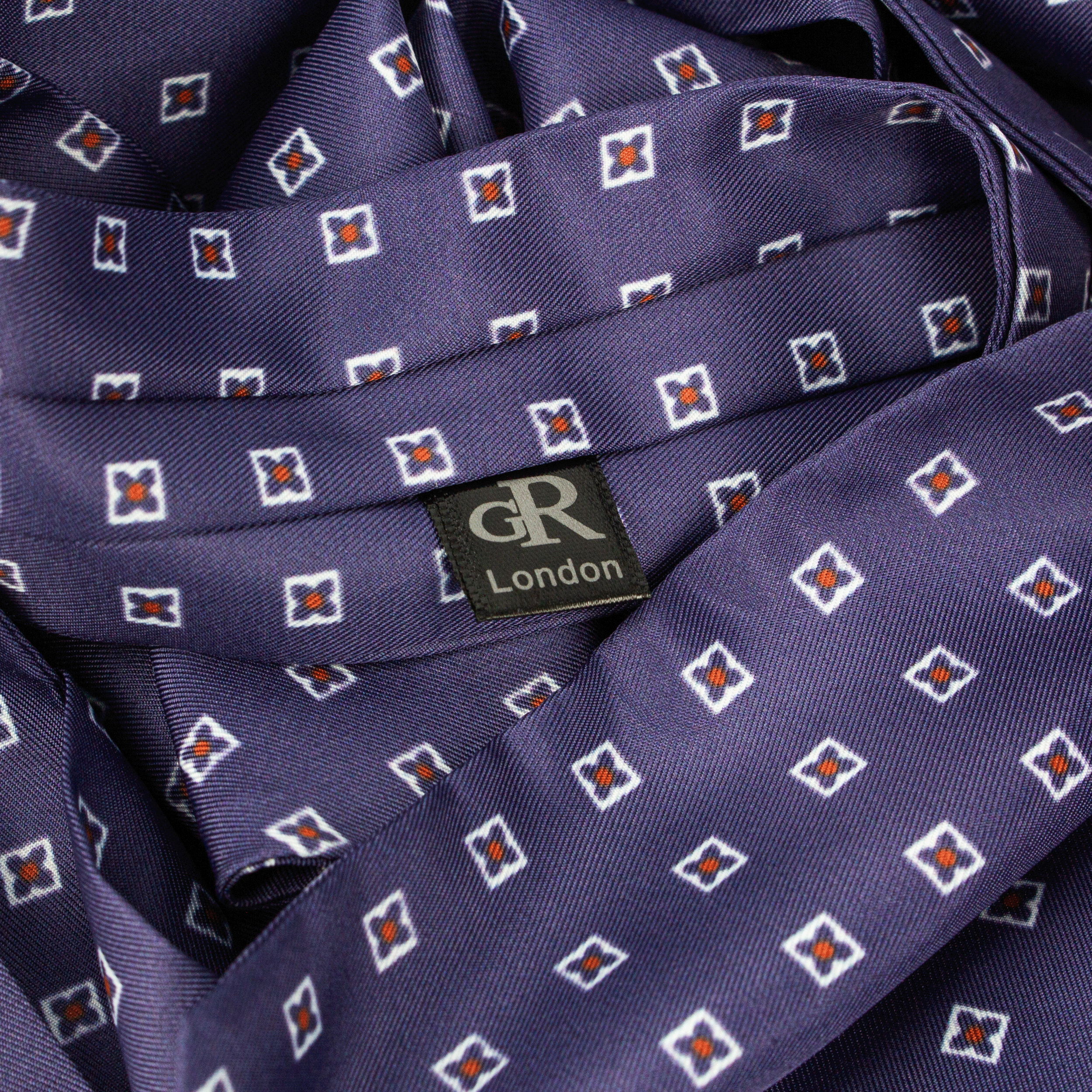 Purple Geometric Silk Cravat