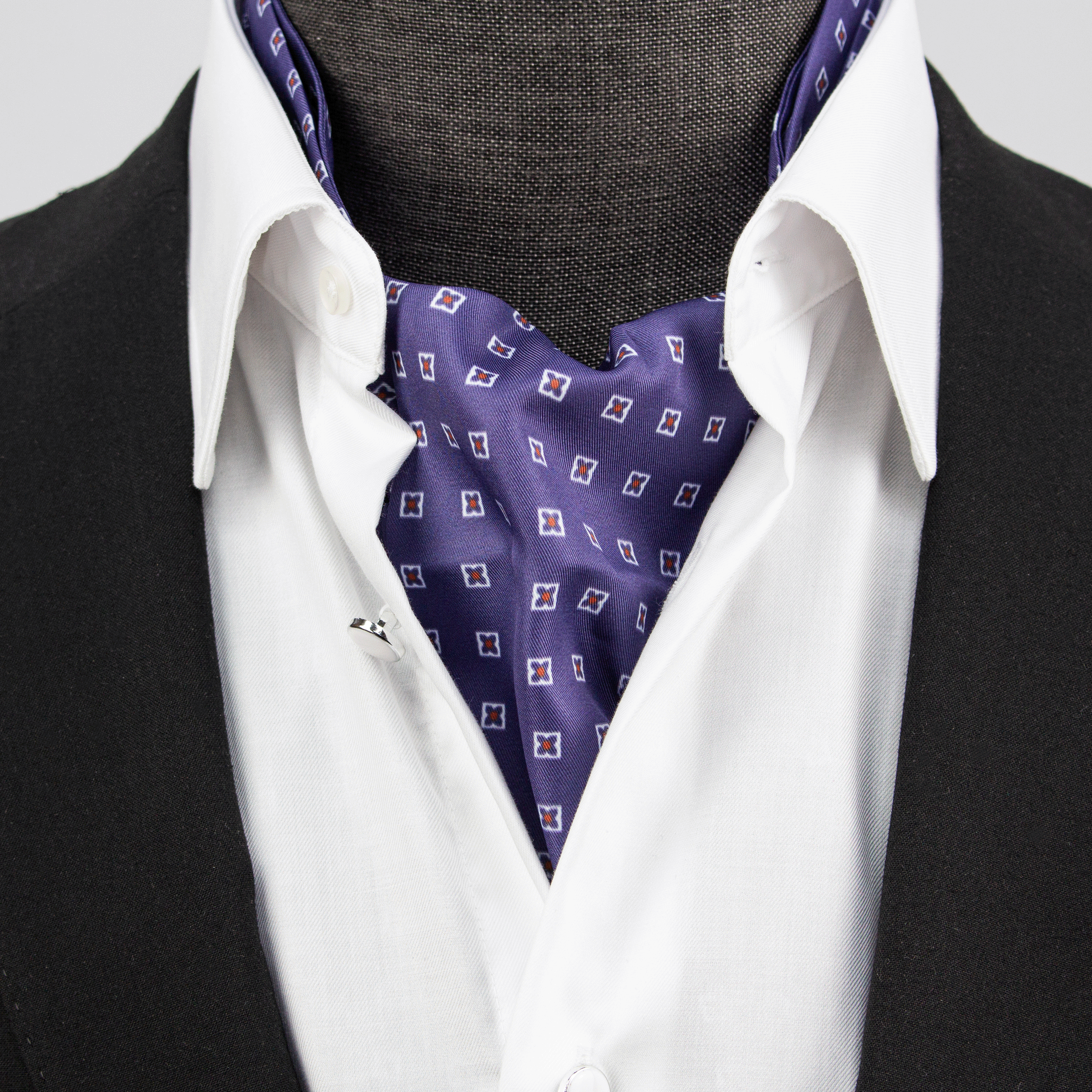 Purple Geometric Silk Cravat