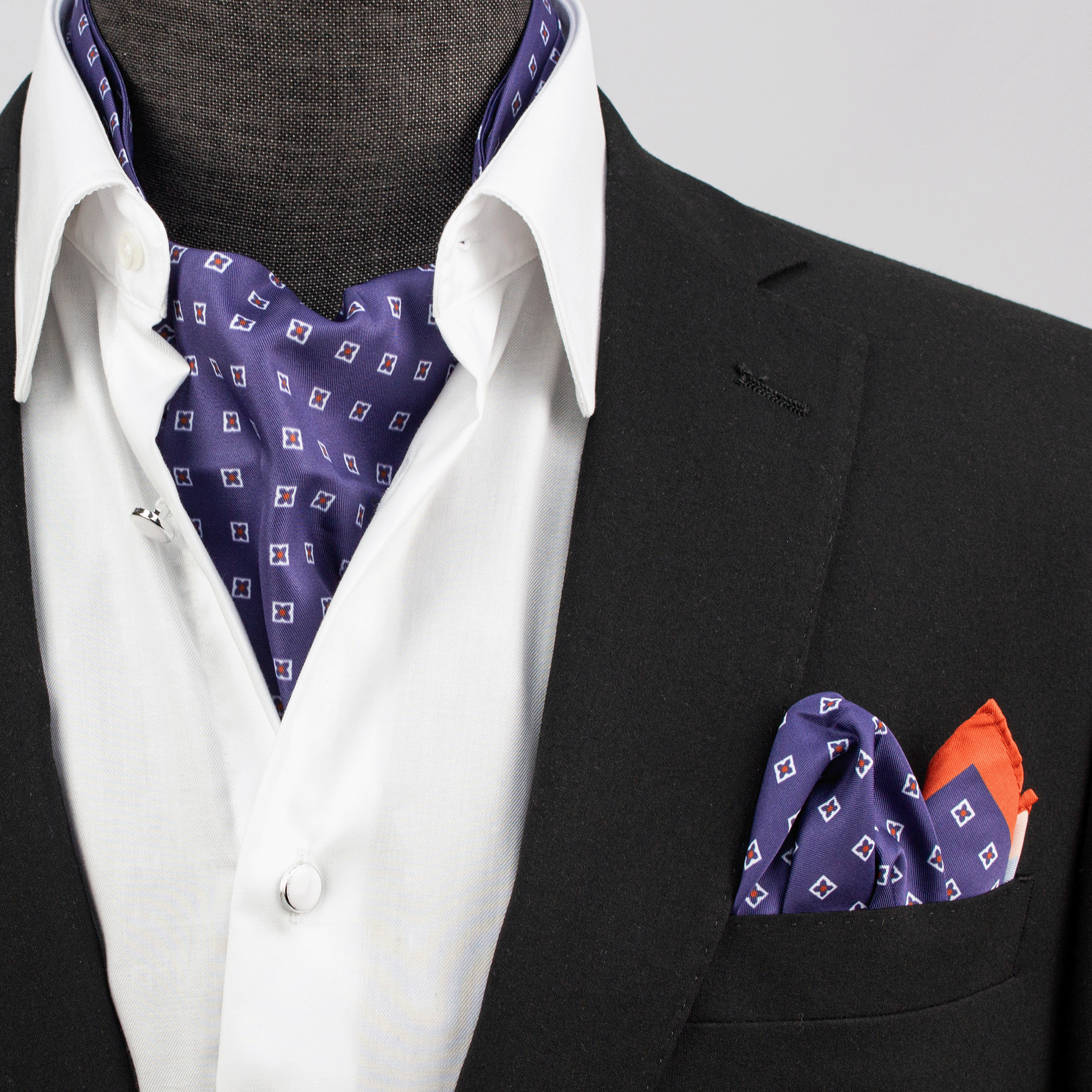 Purple Geometric Silk Cravat