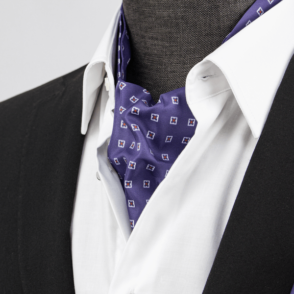 Purple Geometric Silk Cravat