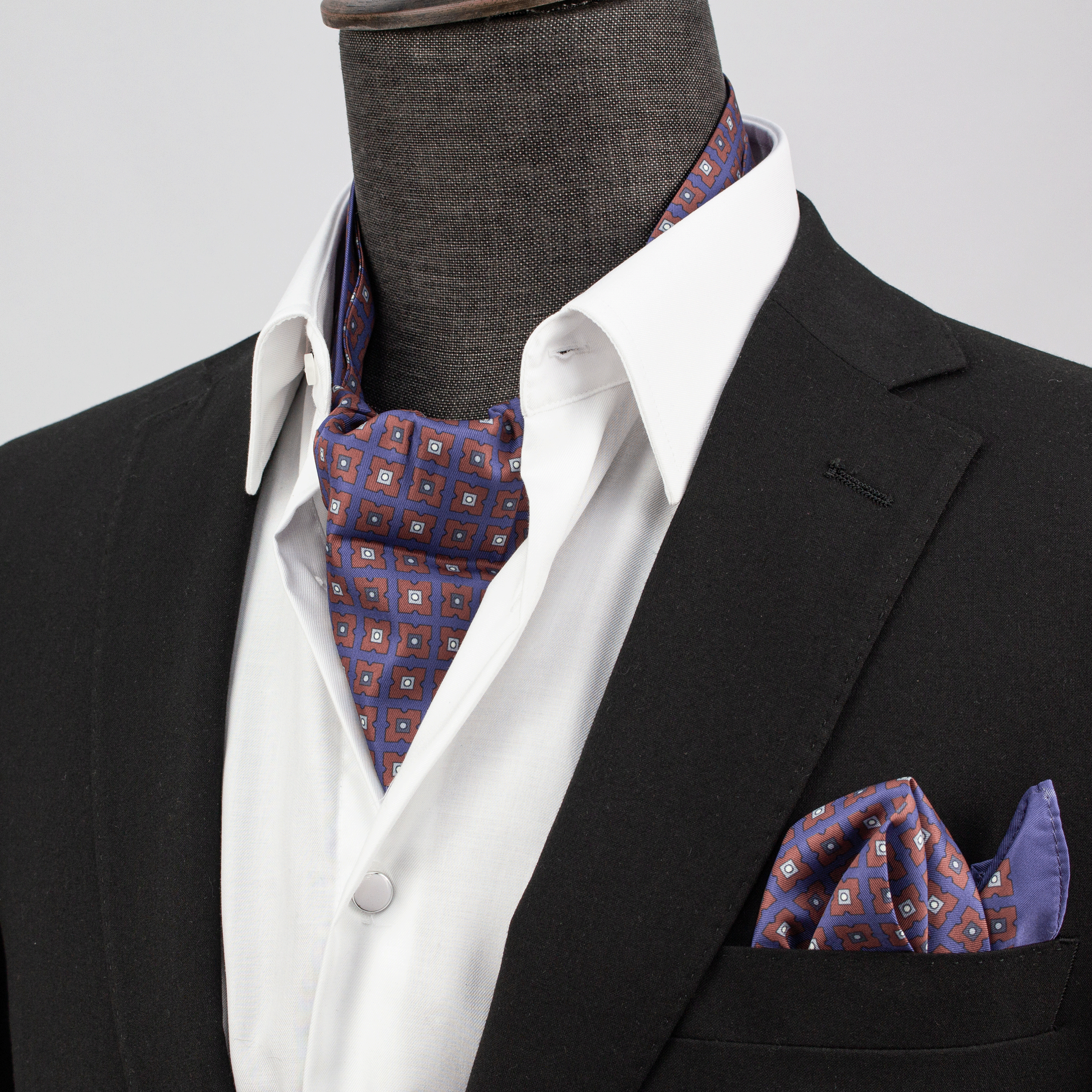 Purple Geometric Silk Cravat