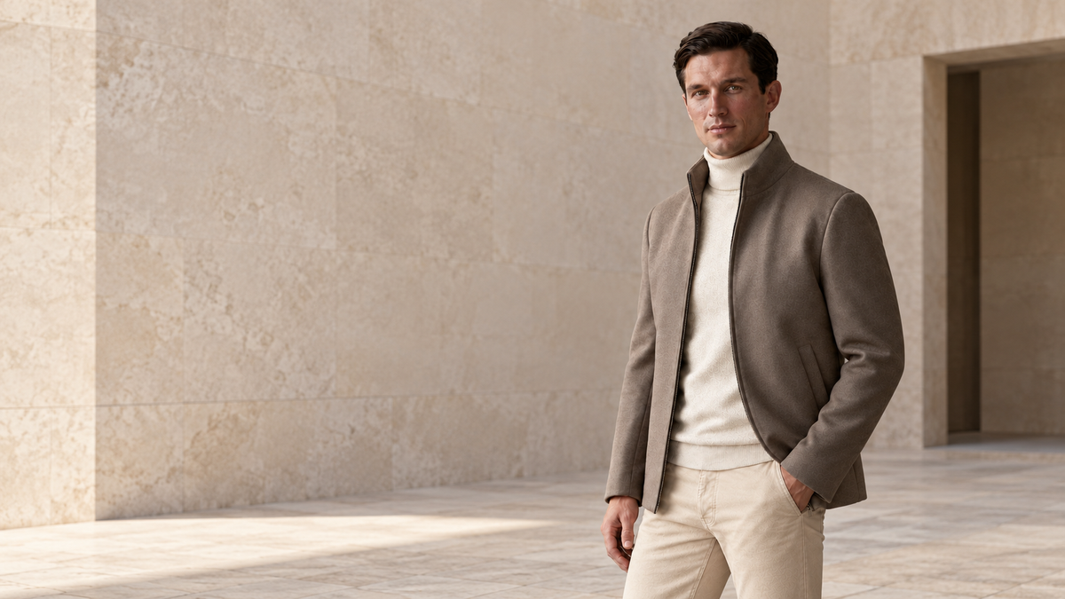 Taupe Belgrave campaign in limestone courtyard