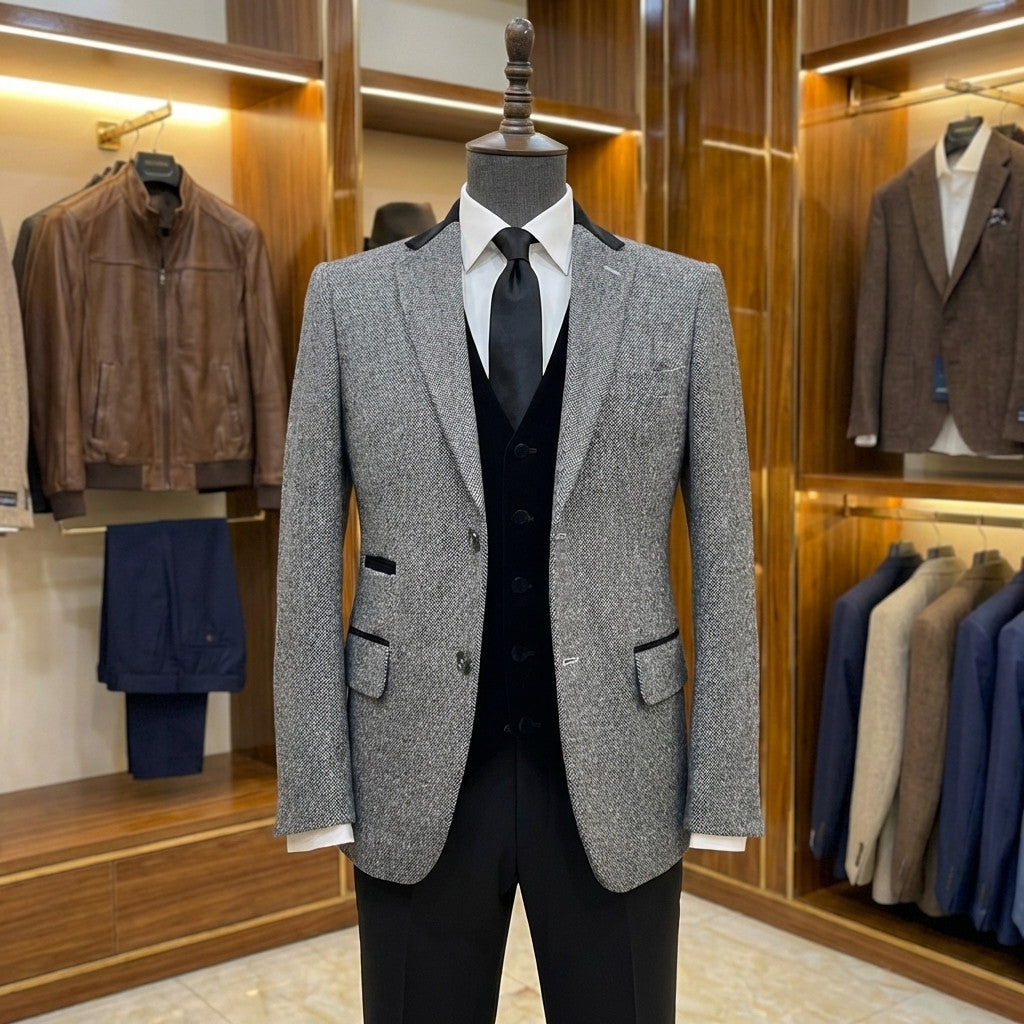 Grey Herring-Bone Blazer