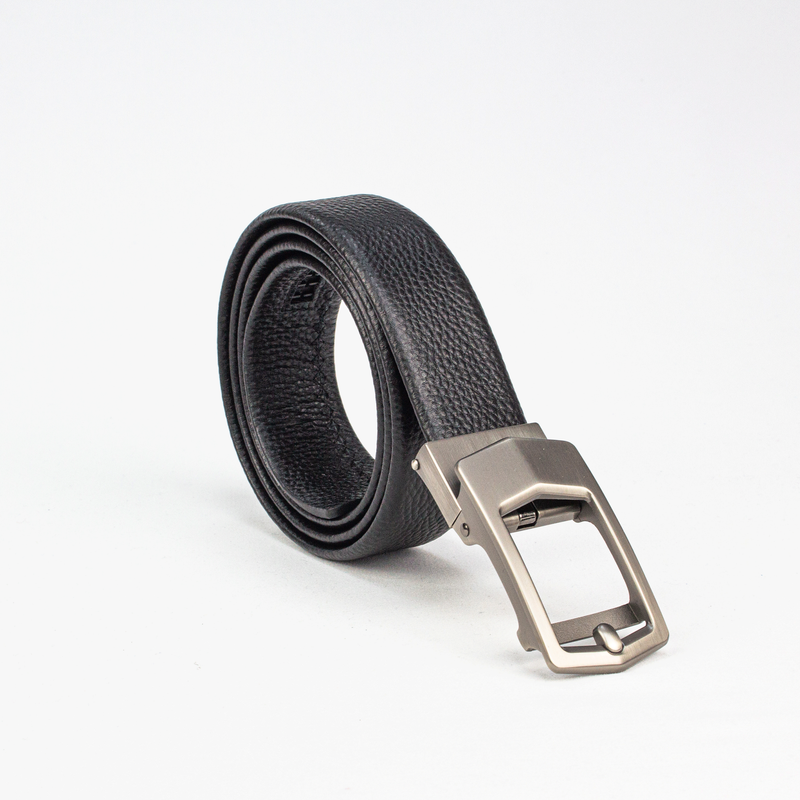 Modern Black Textured Leather Belt