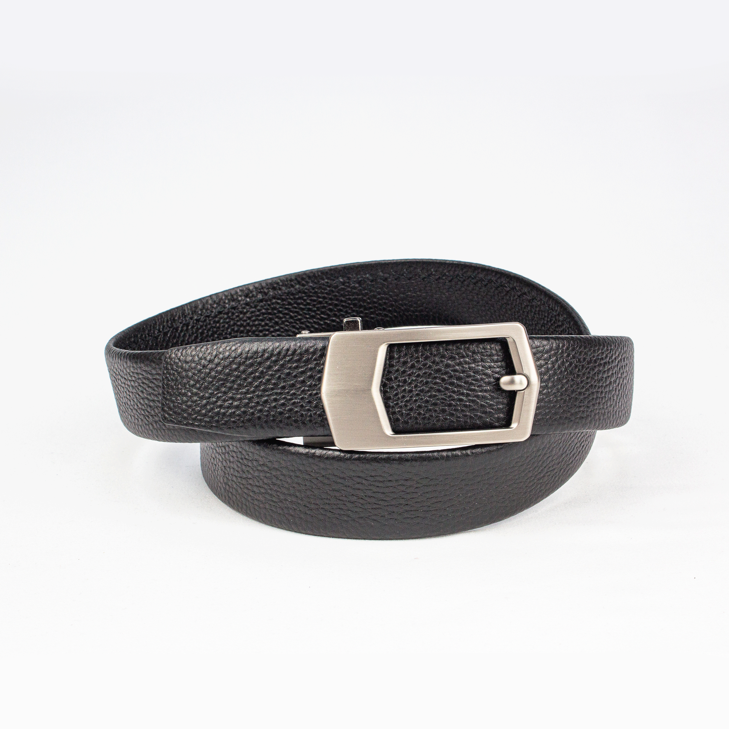 Modern Black Textured Leather Belt