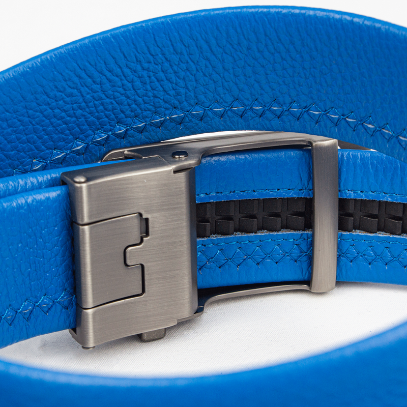 Electric Blue Textured Leather Belt