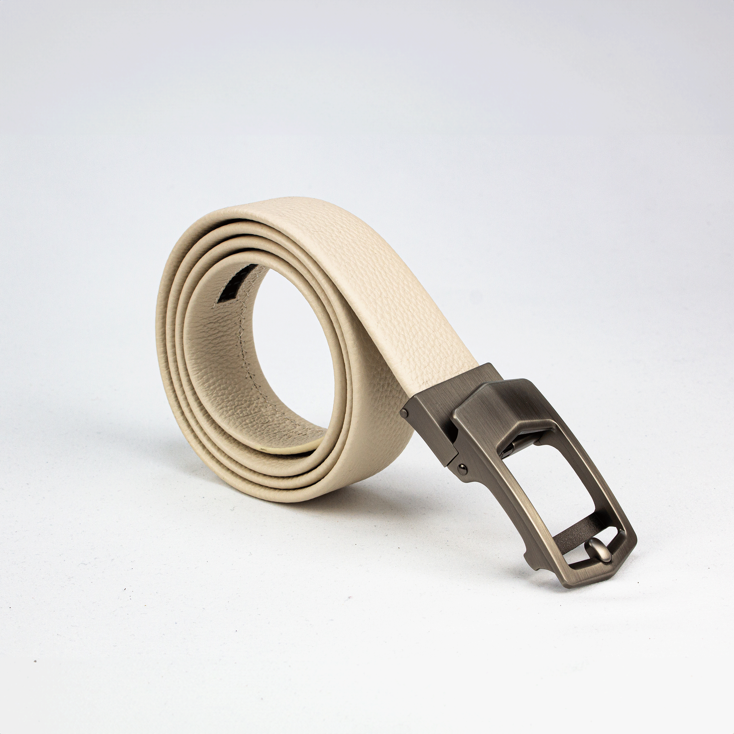 Ivory Textured Leather Belt