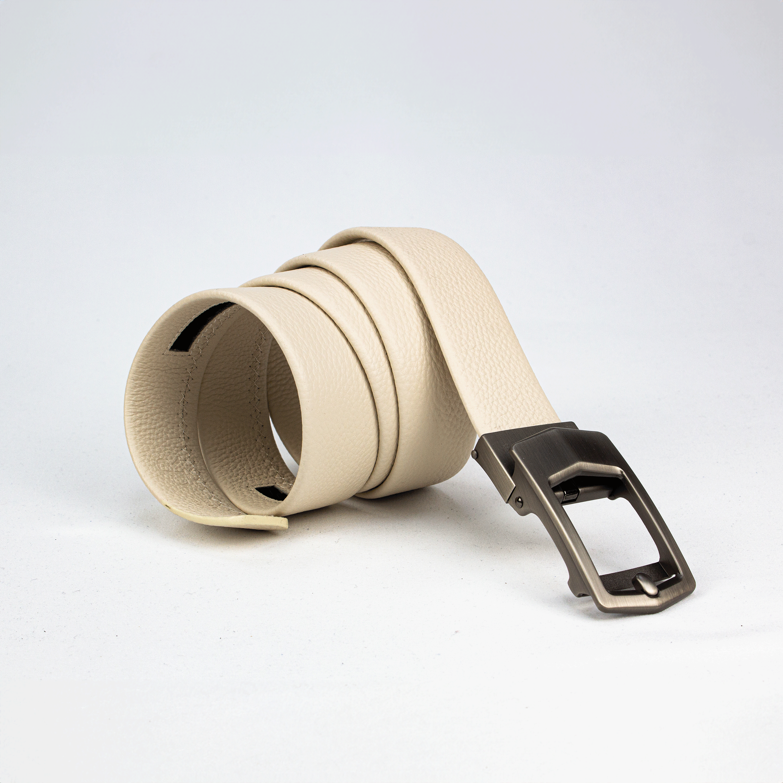 Ivory Textured Leather Belt