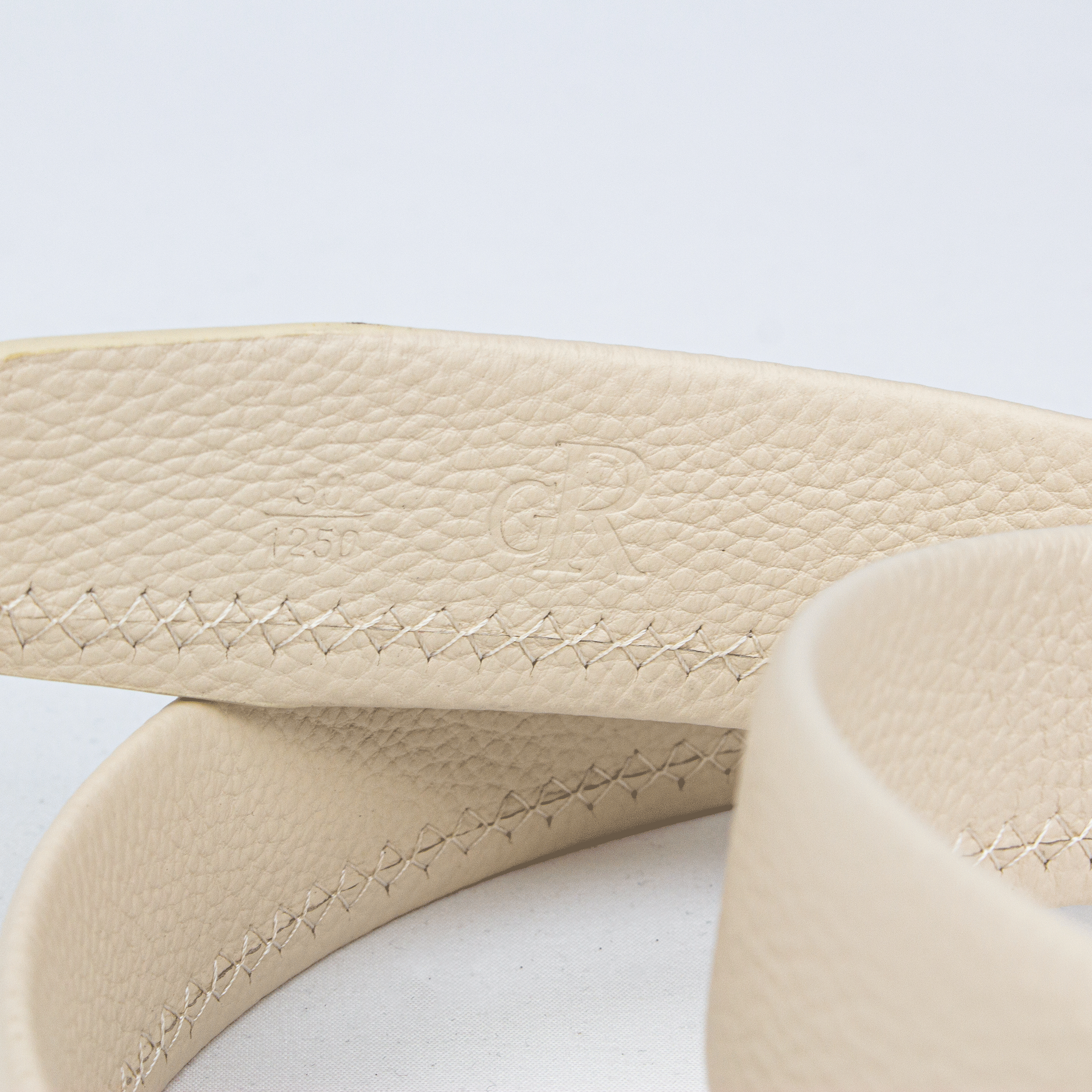 Ivory Textured Leather Belt