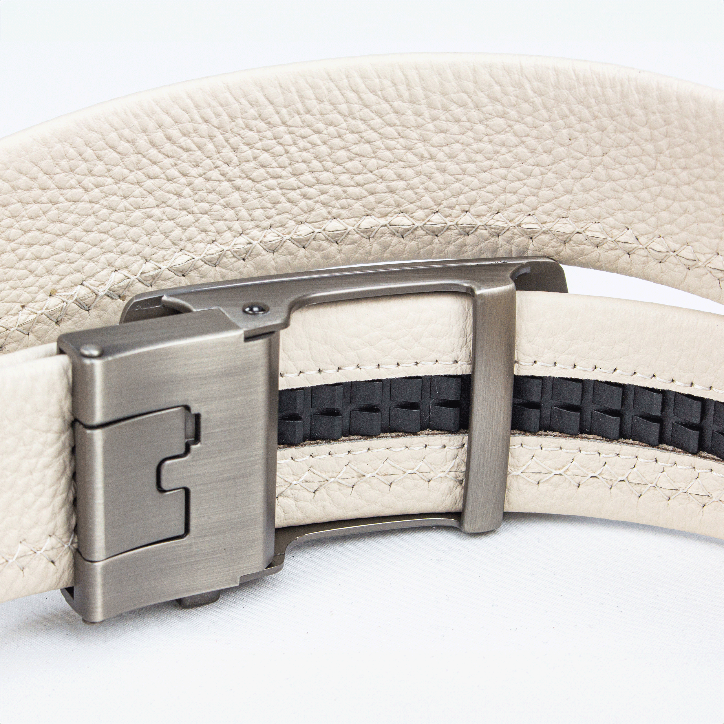 Ivory Textured Leather Belt