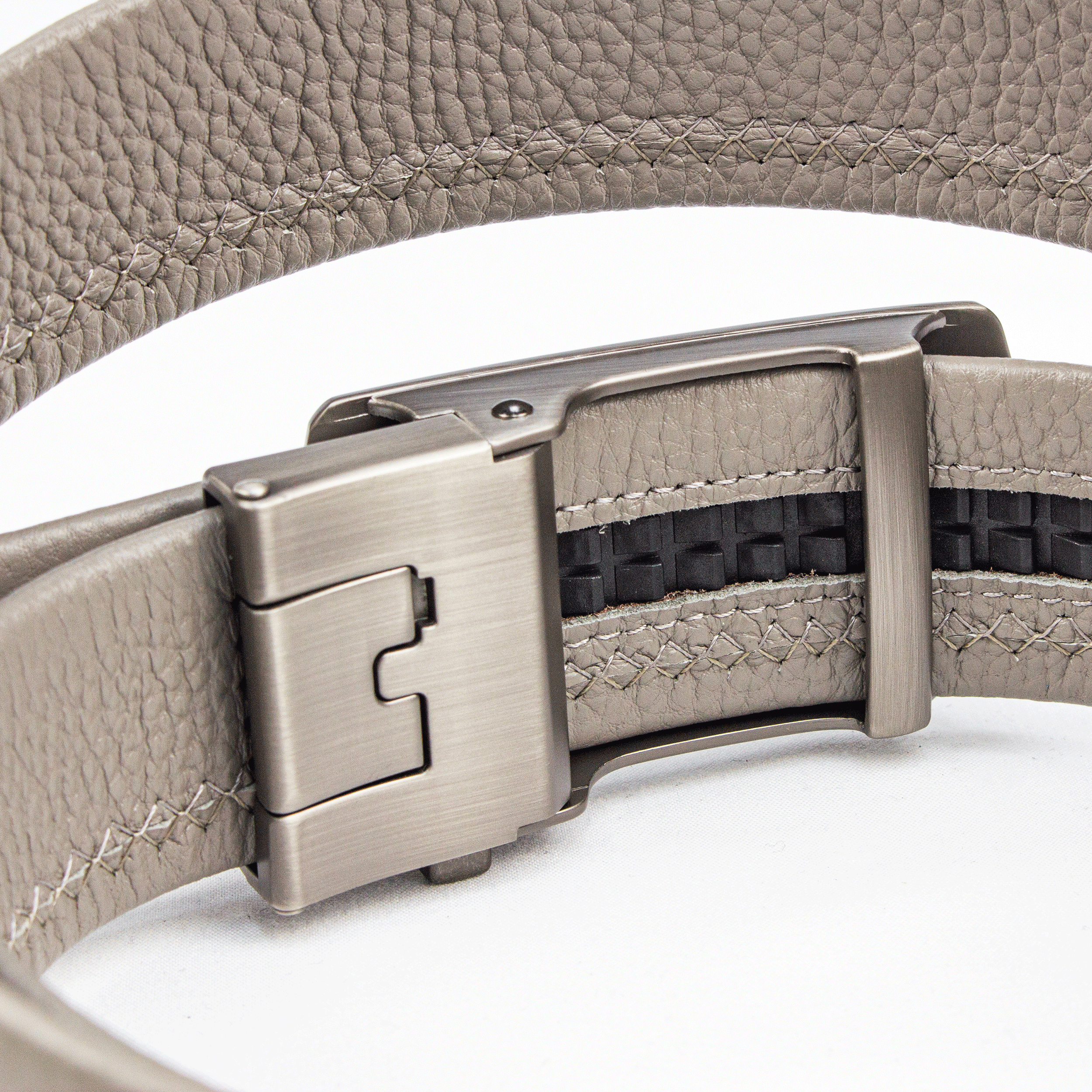 Charcoal Grey Textured Leather Belt