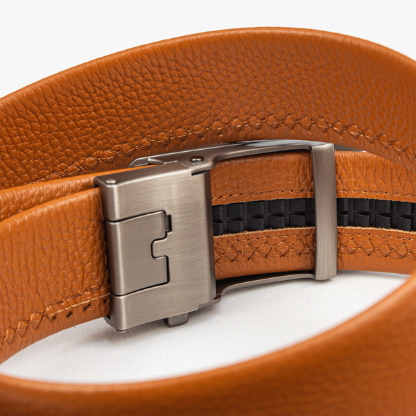 Caramel Brown Textured Leather Belt