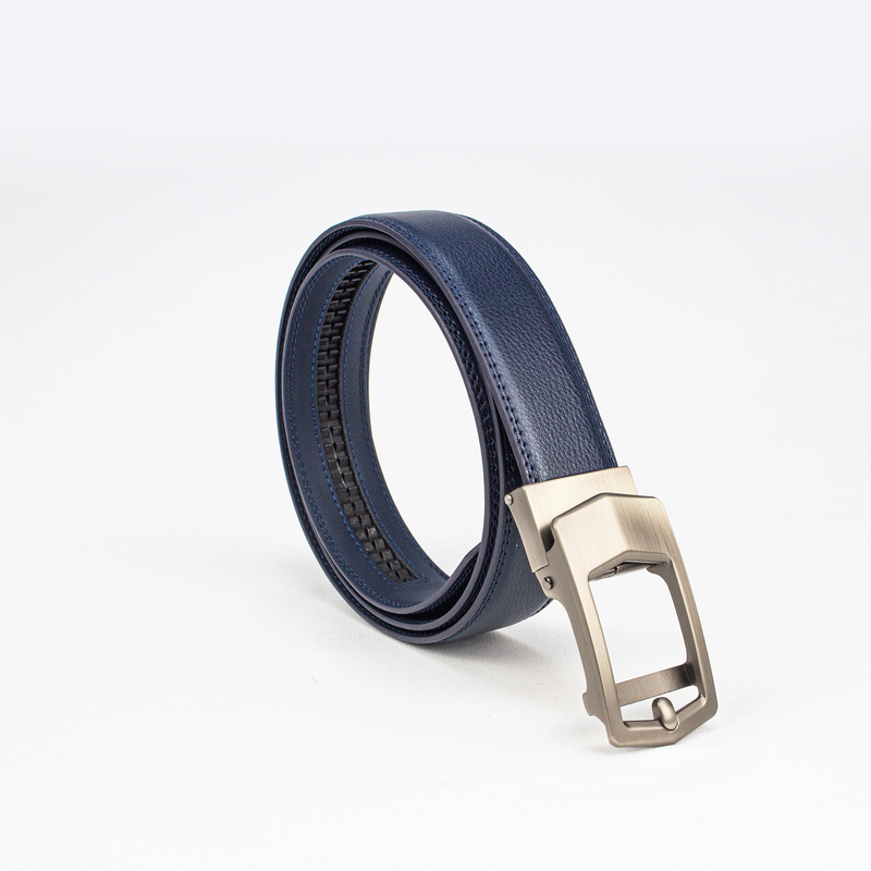 Navy Blue Leather Belt