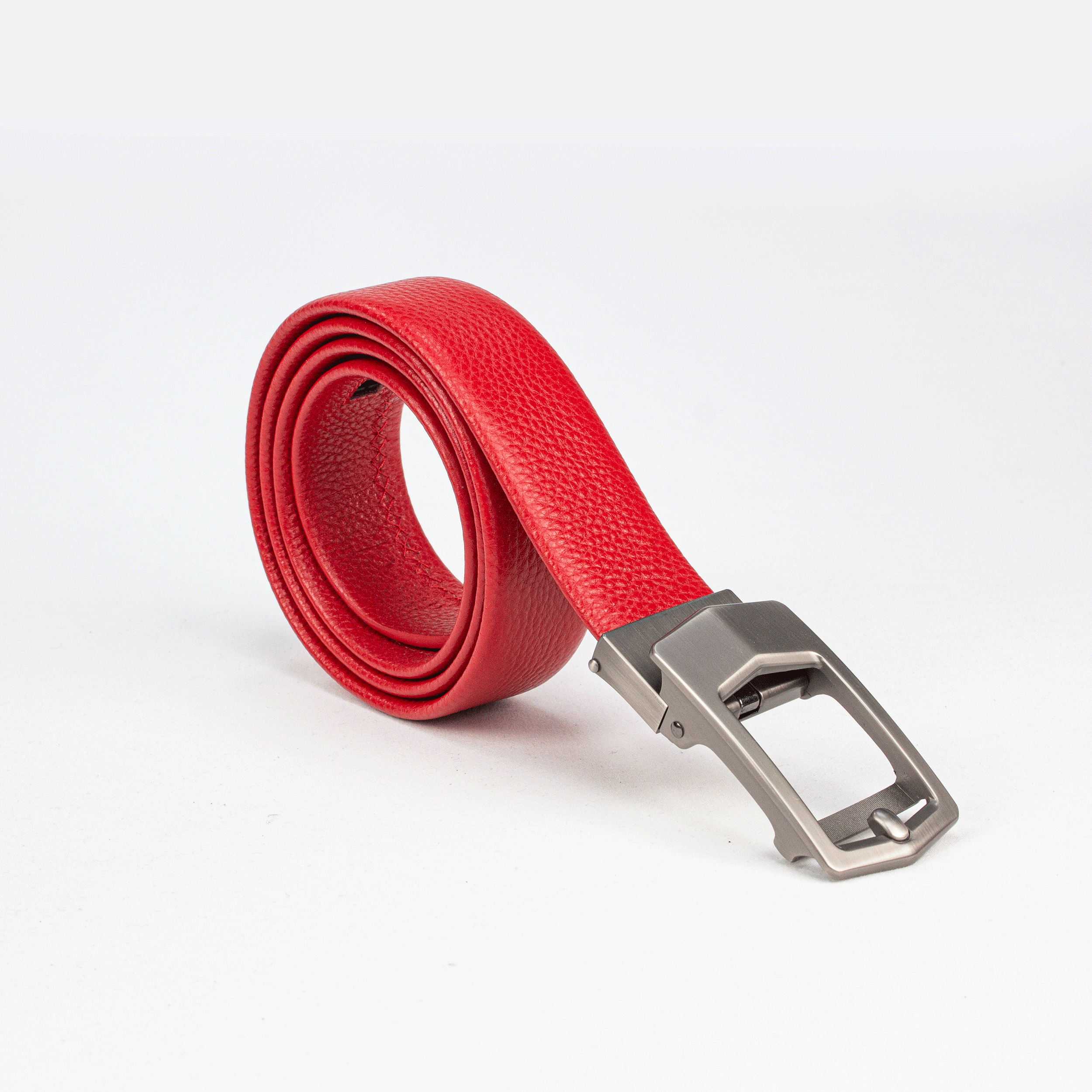 Cherry Red Textured Leather Belt