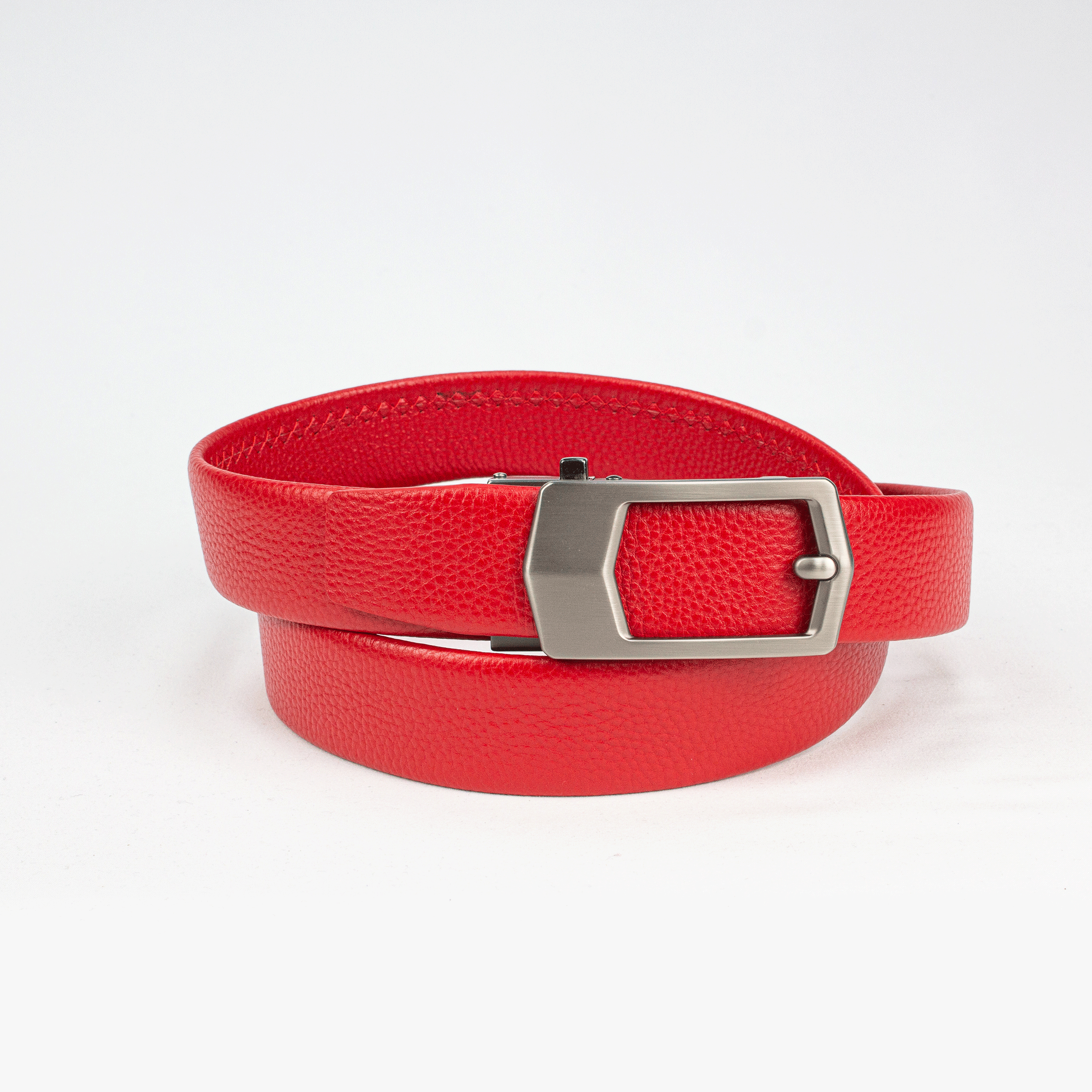 Cherry Red Textured Leather Belt