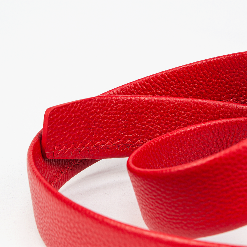 Cherry Red Textured Leather Belt