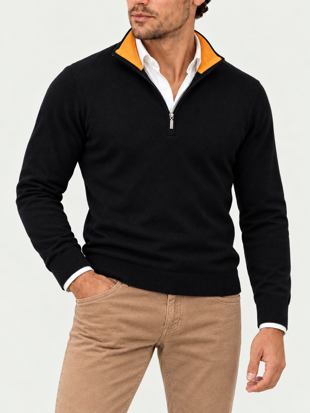 Noir Spice styled with camel Holiday moleskin jeans