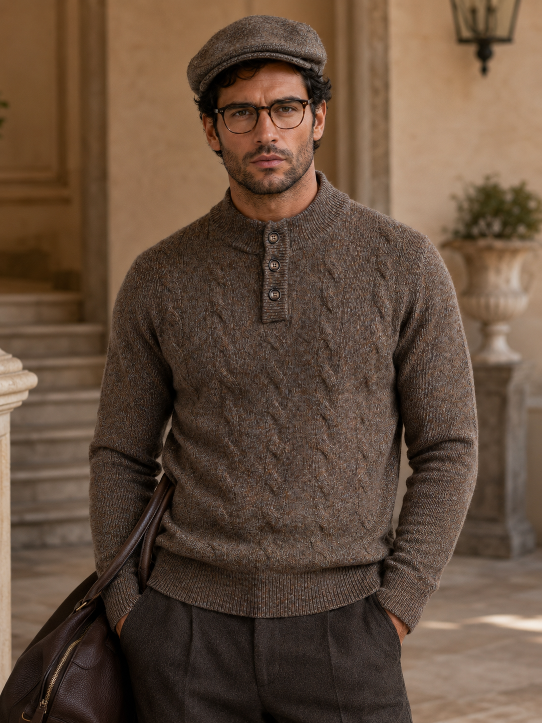 Oslo Brown wool cable knit jumper – photo 2