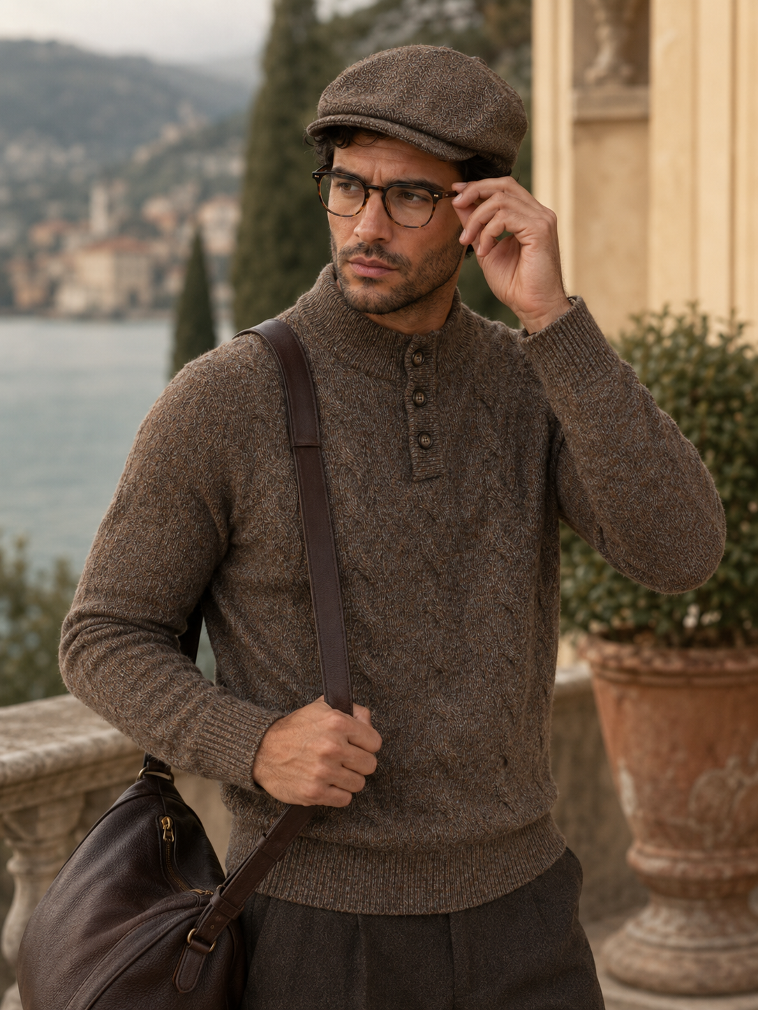 Oslo Brown wool cable knit jumper – photo 3