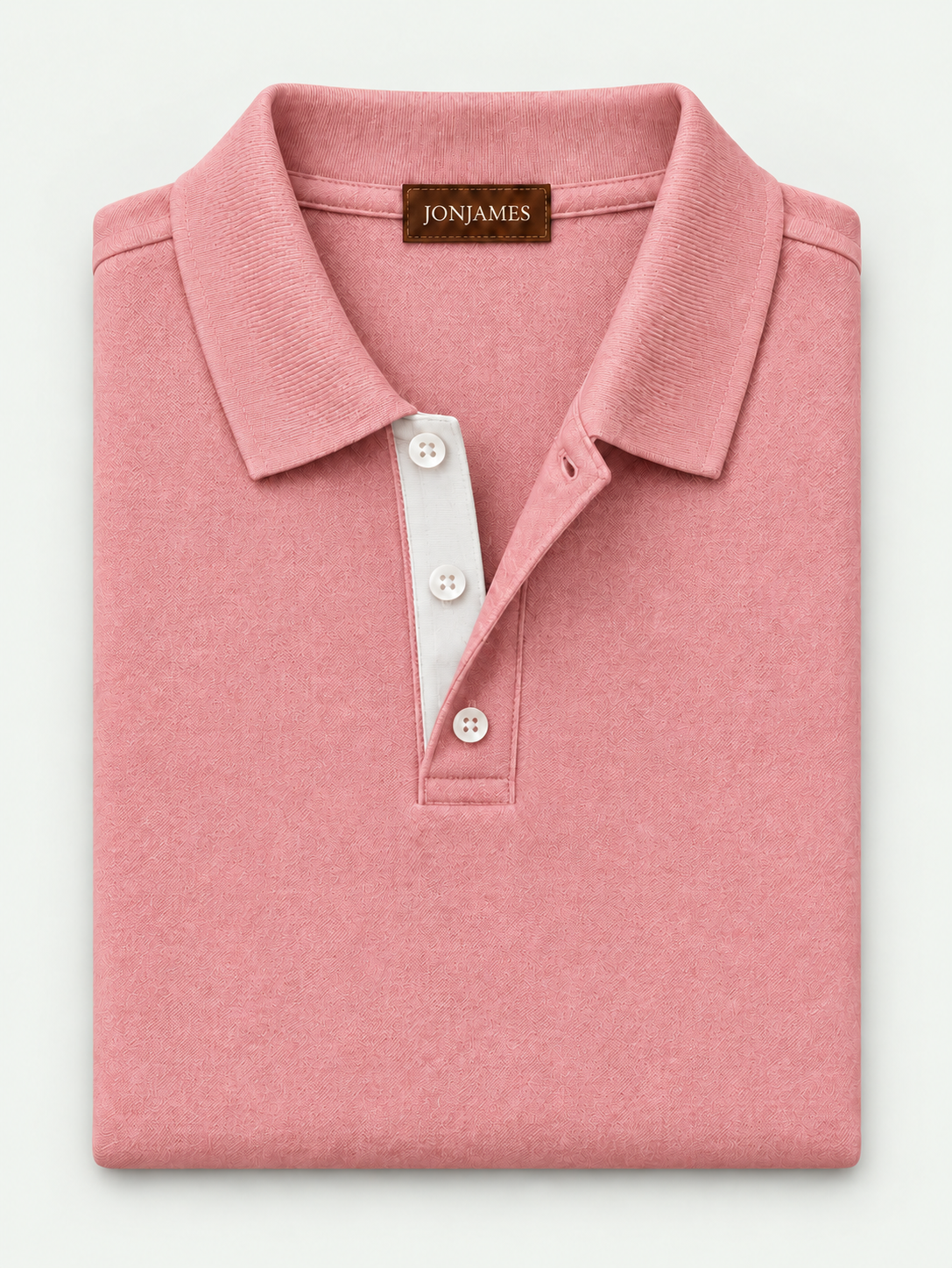 Pink Piqué Polo - Short Sleeve - Regular Fit folded on pale grey background