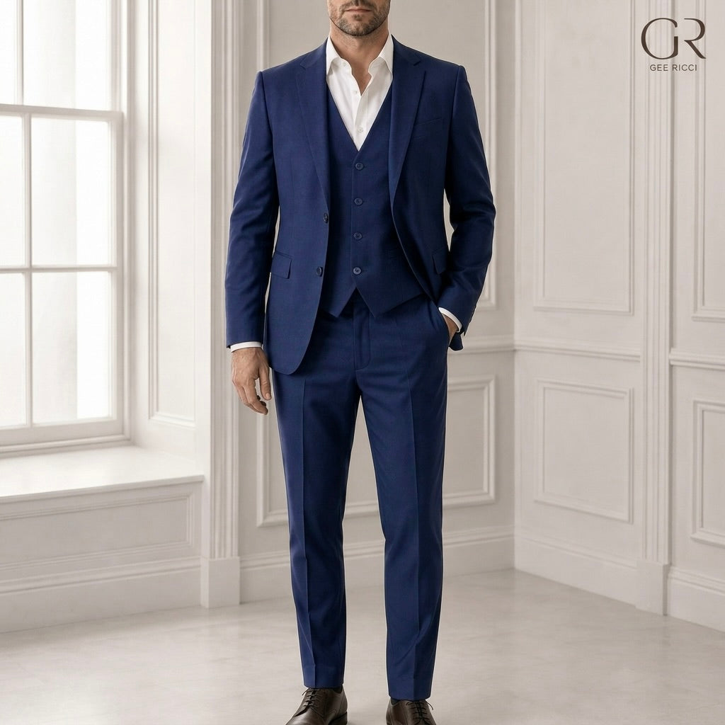 The Regent Navy Wool Blend Three-Piece Suit