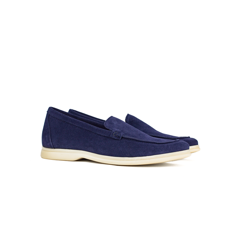 Midnight Blue Suede Slip-On Loafers