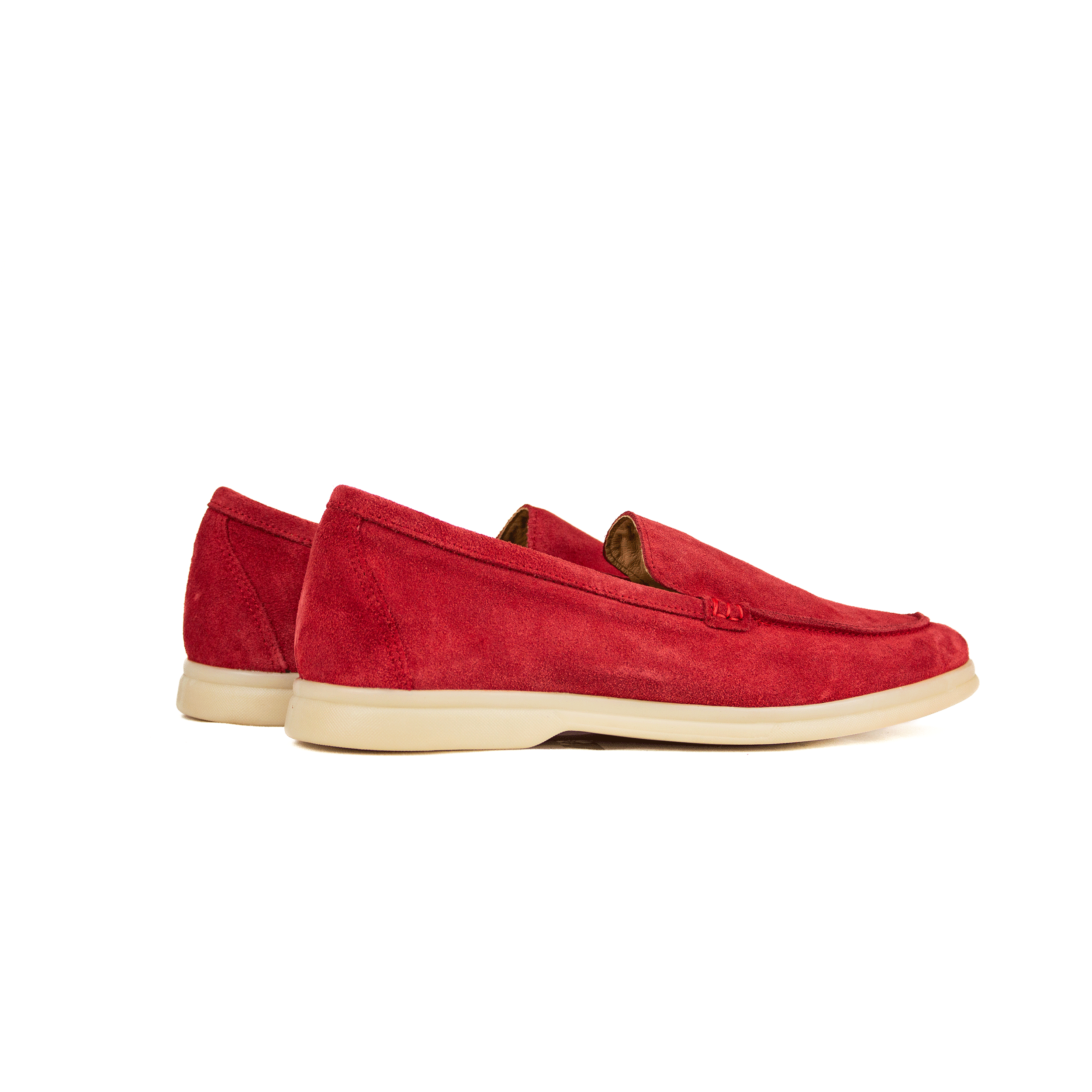 Red Suede Slip-On Loafers