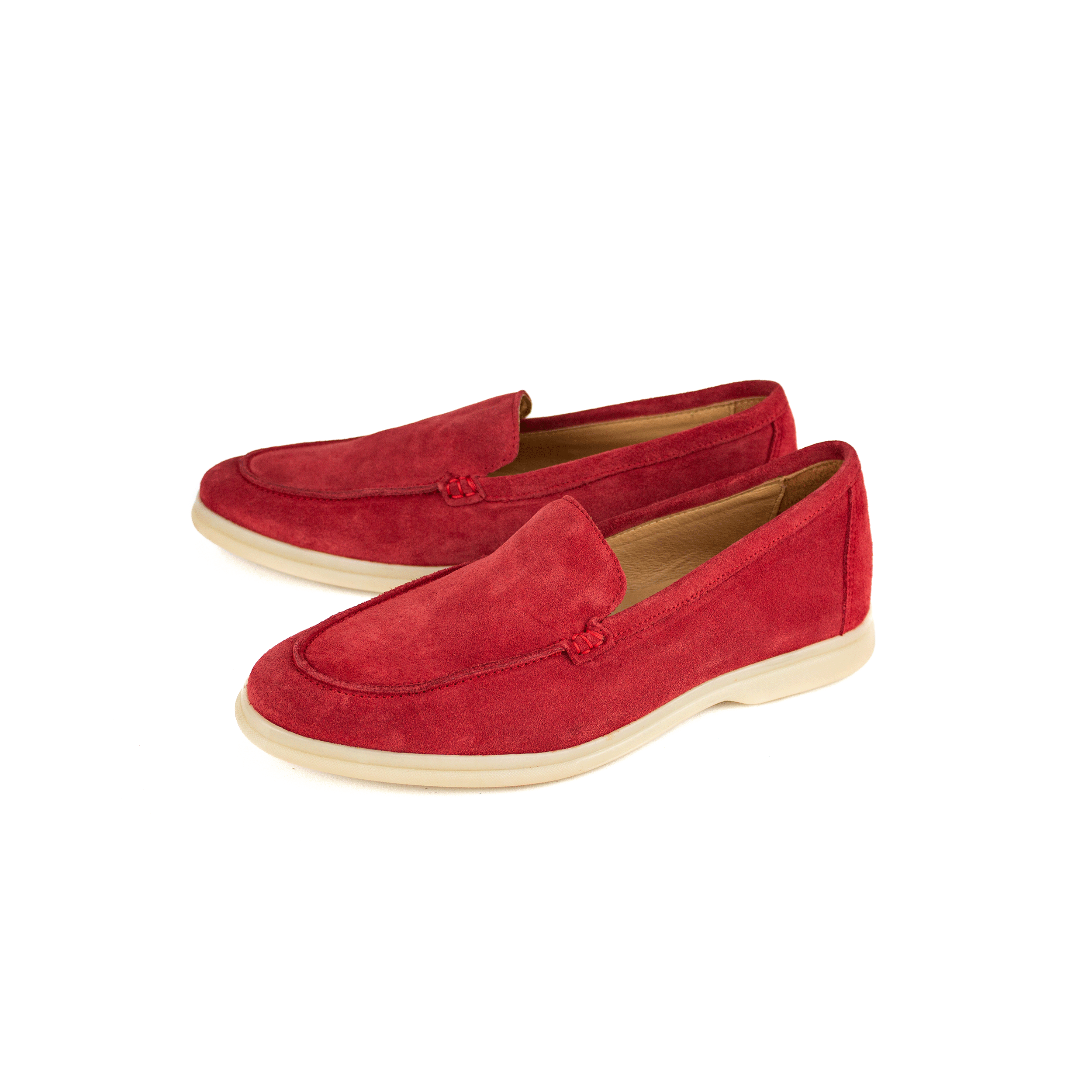 Red Suede Slip-On Loafers