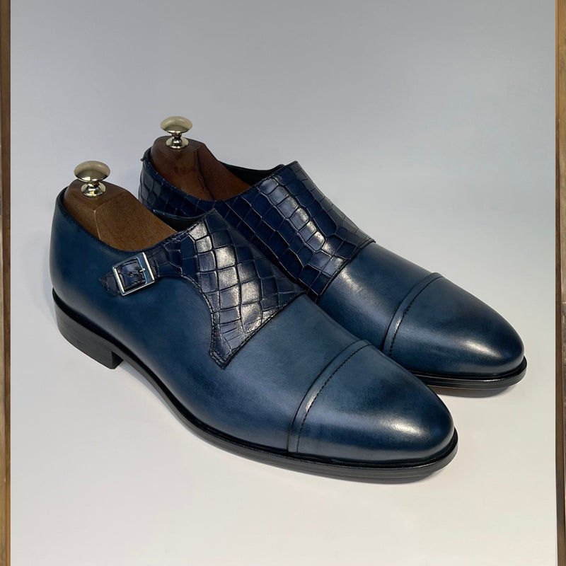 Monk strap shoes with cap toe