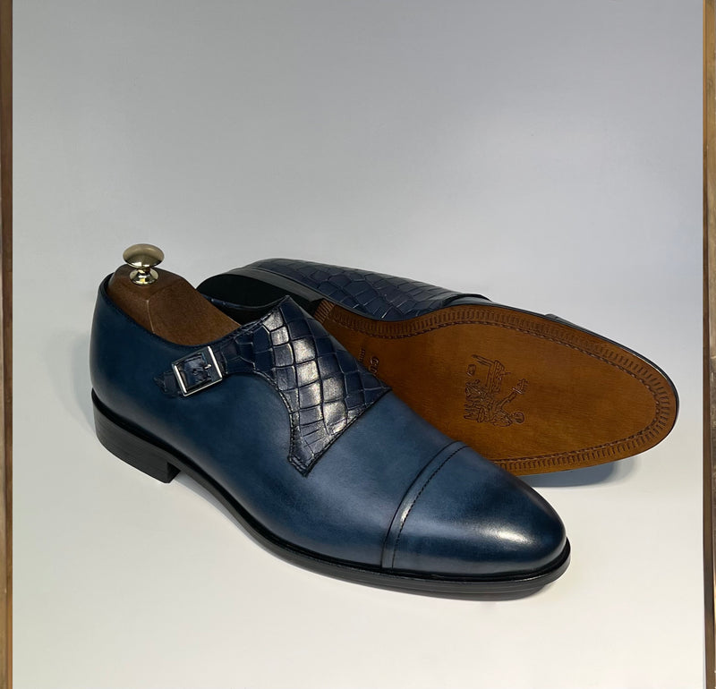 Monk strap shoes with cap toe