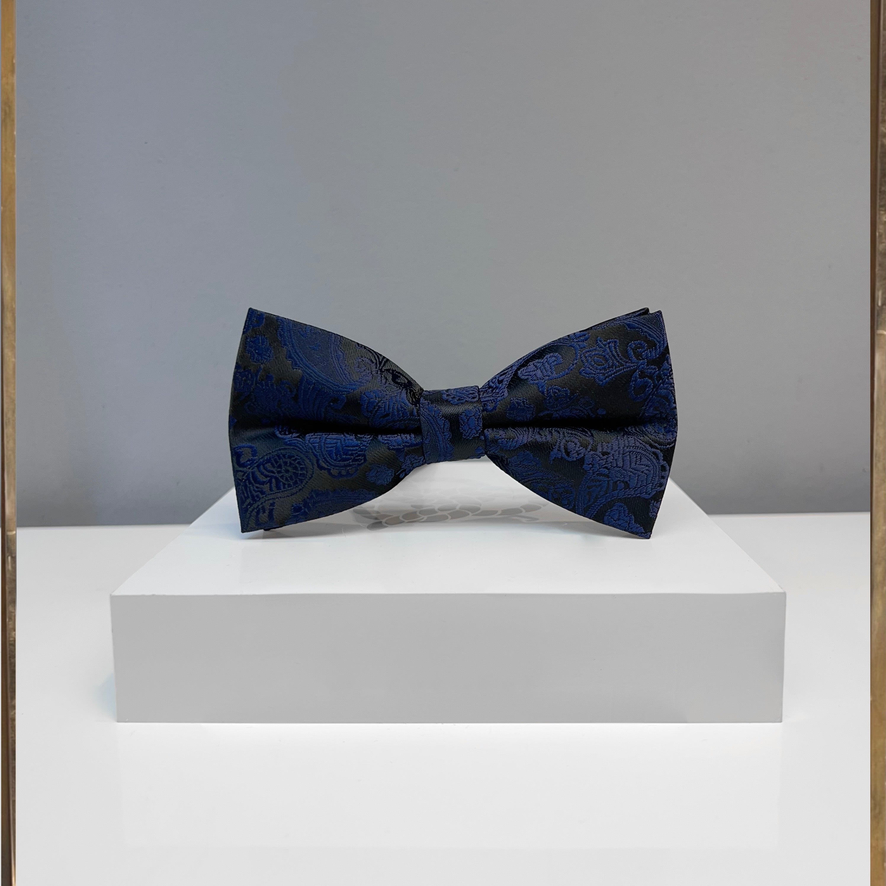 Navy & black silk bow